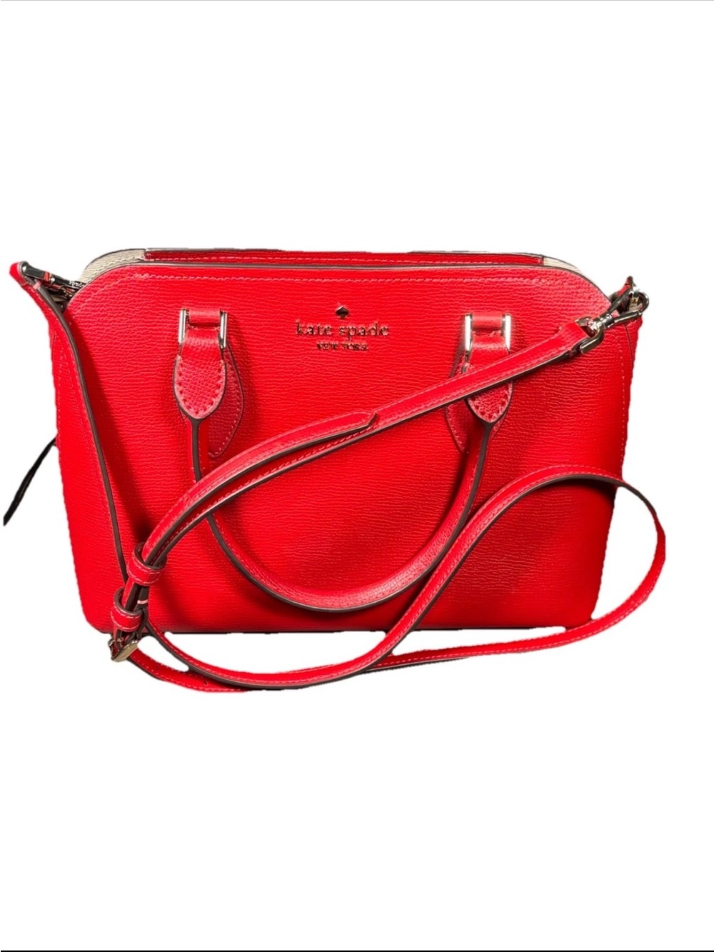 NWOT Kate Spade Red Leather Satchel with Crossbody Strap - Picture 16 of 16